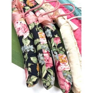 Vintage Set of 7 Fabric Satin Padded Lingerie/Clothing Hangers Multicolor 1970s